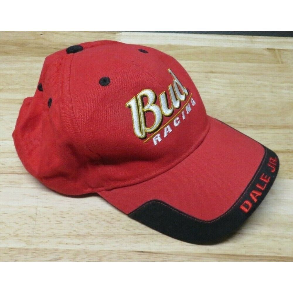 NASCAR Budweiser Racing Dale Earnhardt JR Hat Cap Racing Strap‎ Back Bud Red